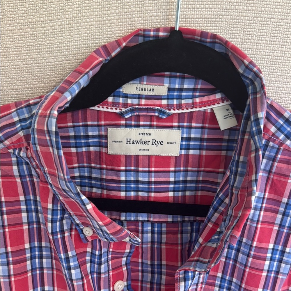 Red and Blue Casual Button Down Shirt - Picture 2 of 3